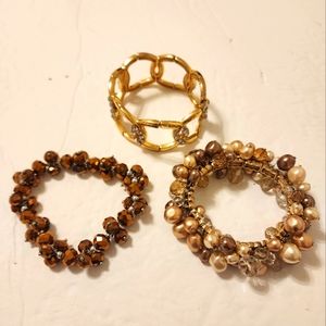 Treska Retro Stretchy Beaded Pearl Cluster Eternity Band Bracelet